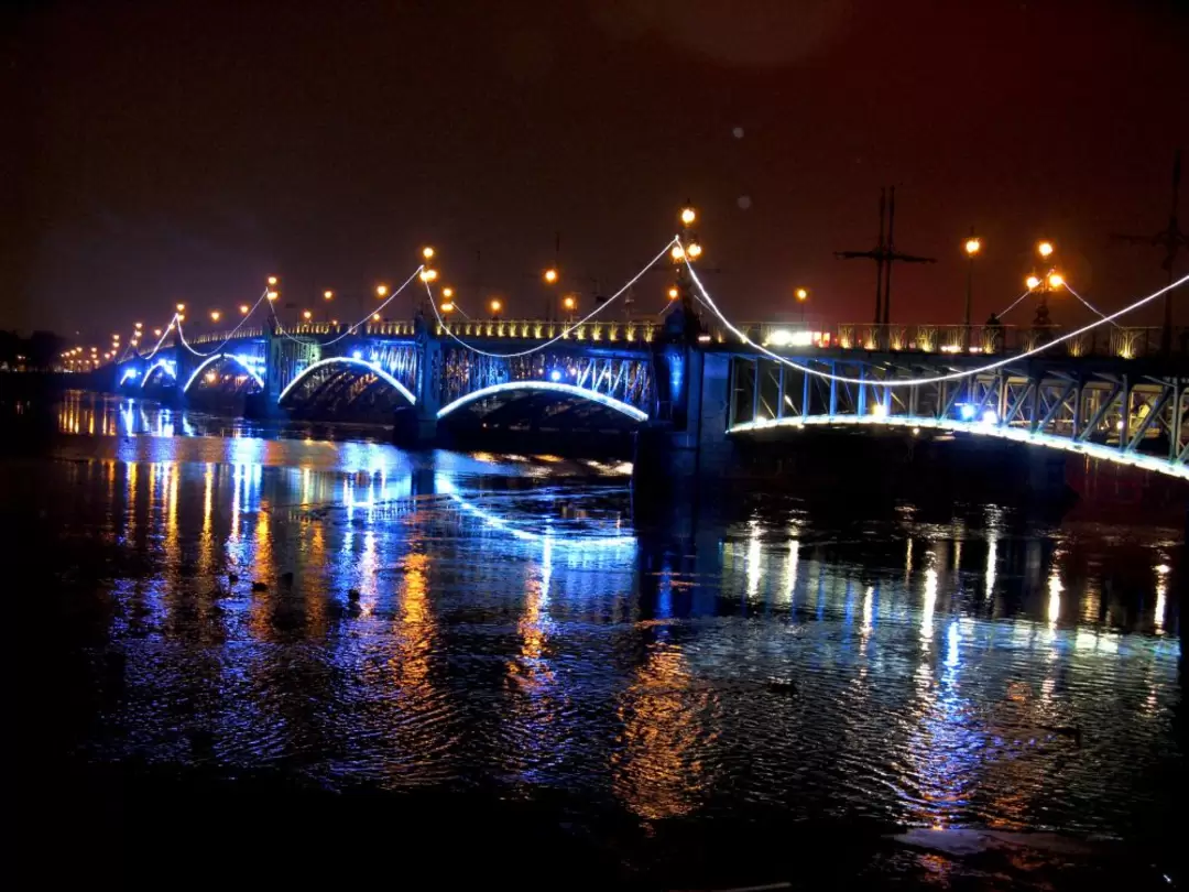 Троицкий мост ночью