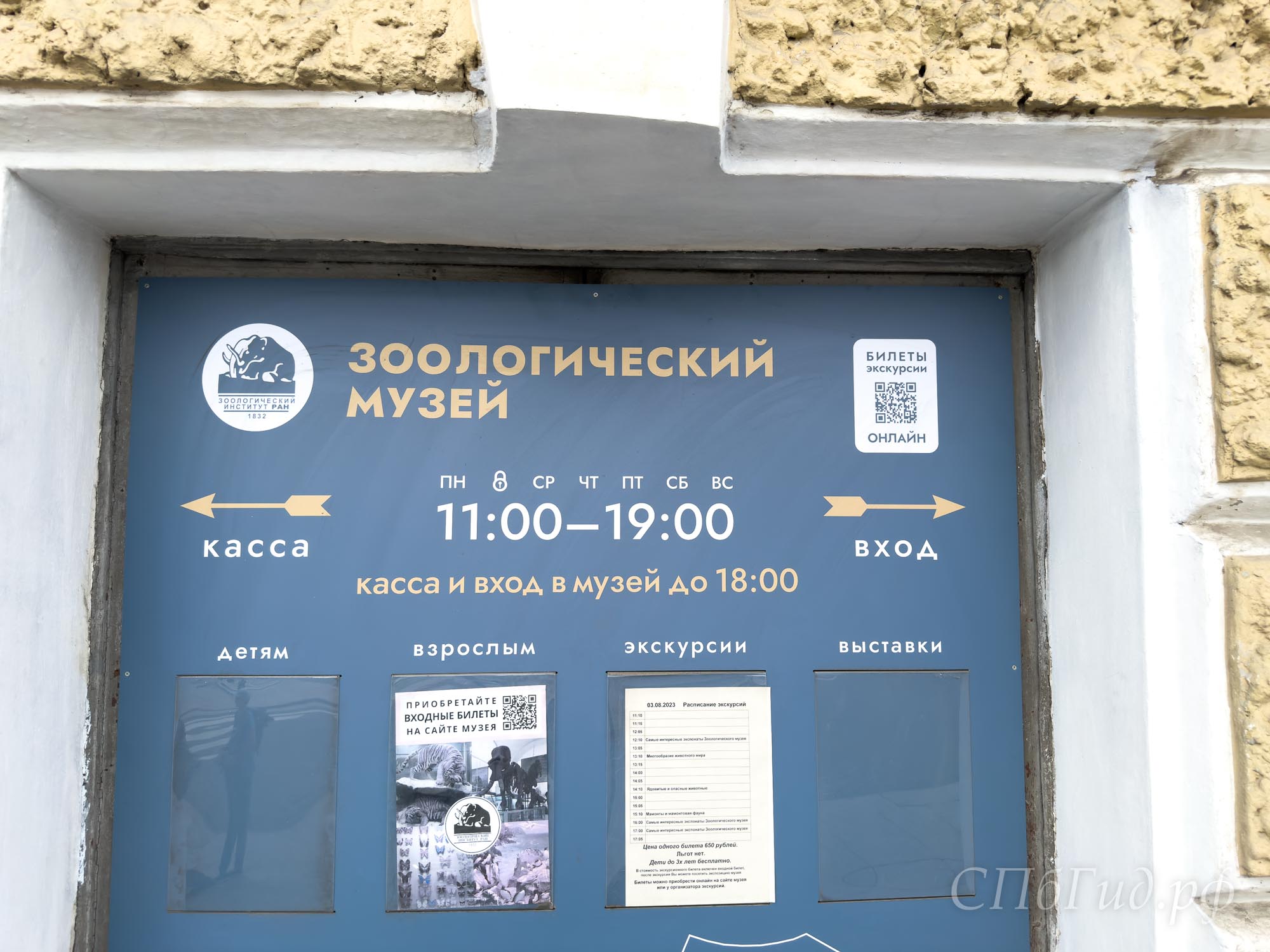 Режим работы Зоологического музея в Санкт-Петербурге
