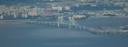 Вантовый мост через Корабельный фарватер – часть ЗСД, вид из окна самолёта