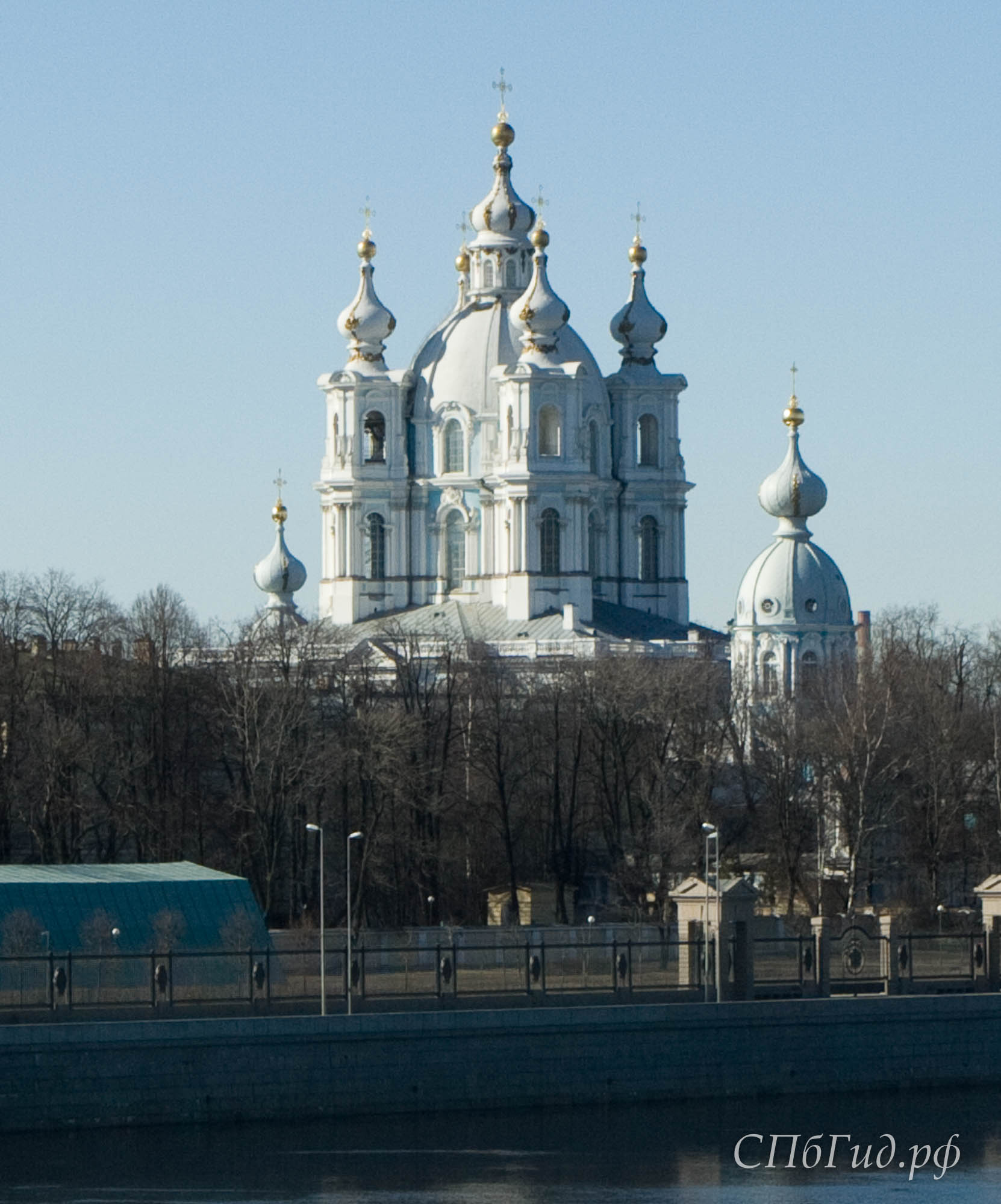 Вид на Смольный собор с Большеохтинского моста